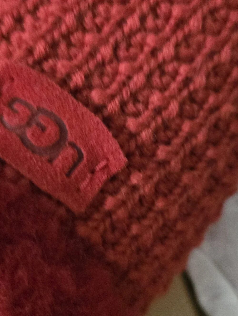 UGG Red Knit Faux-Fur Slip-On Clogs - Picture 2 of 8